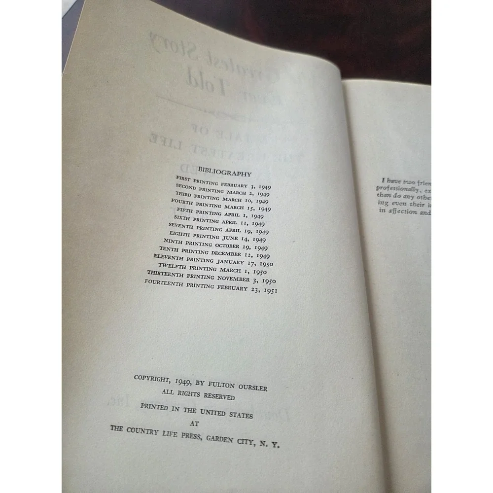 The Greatest Story Ever Told by Fulton Oursler Vintage Hardcover 1949